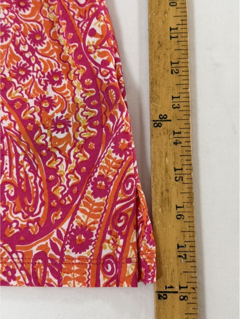 Lauren Ralph Lauren Pink Orange Paisley Print Short Sleeve Blouse Top Size M